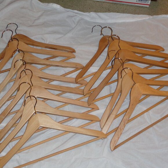 Wooden and Chrome Hangers Set 14 - Picture 1 of 2